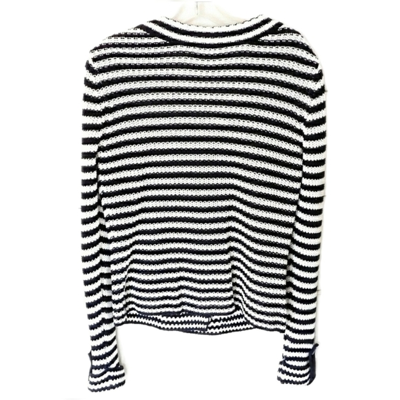 Talbots Womens Blk & White Stripe Knit Double Brested Casual Sweater Jacket Sz S - Picture 8 of 9
